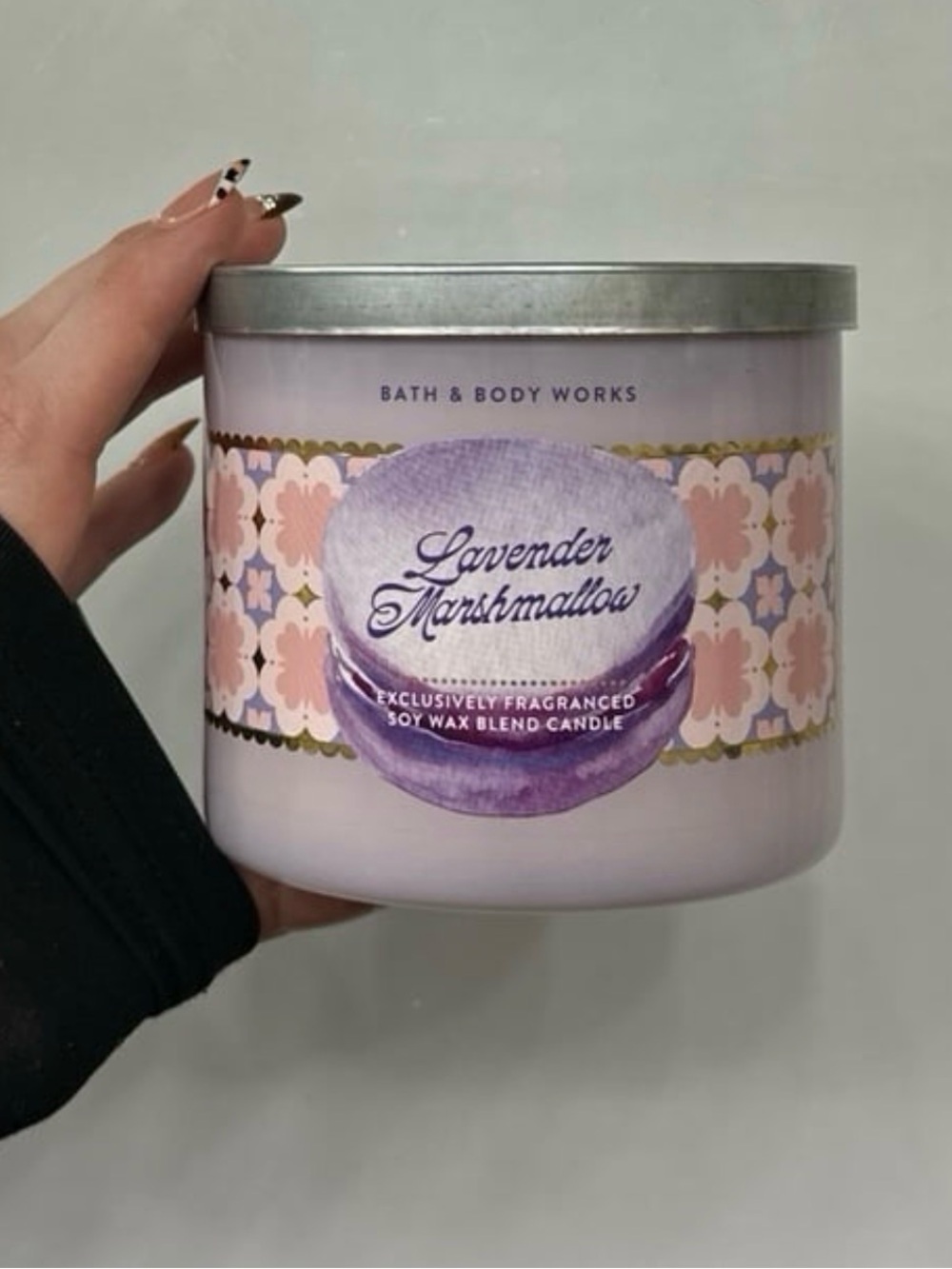 Bath & Body Works Lavender Marshmallow Candle - Lavender & Pink